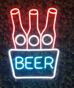 تابلو نئون فلکسی «بطری + BEER» | ابعاد ۳۵ × ۵۰ سانتی‌متر