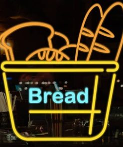 تابلو نئون فلکسی «Bread» – نانوایی و کافه | ابعاد ۶۰ × ۵۶ سانتی‌متر