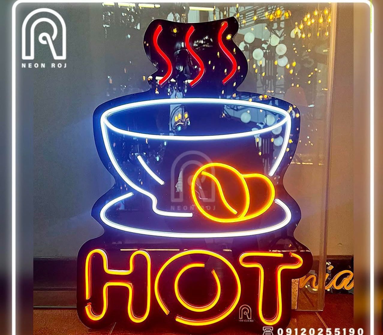 تابلو نئون فلکسی «HOT» – ابعاد ۵۰ × ۳۷